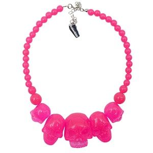Kreepsville Pink Skull Beaded Necklace! New With Tags..Do You Dare?
